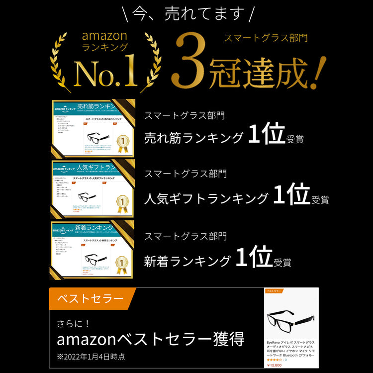 EyeRevo スマートメガネ オーディオグラス デフォルトレンズ