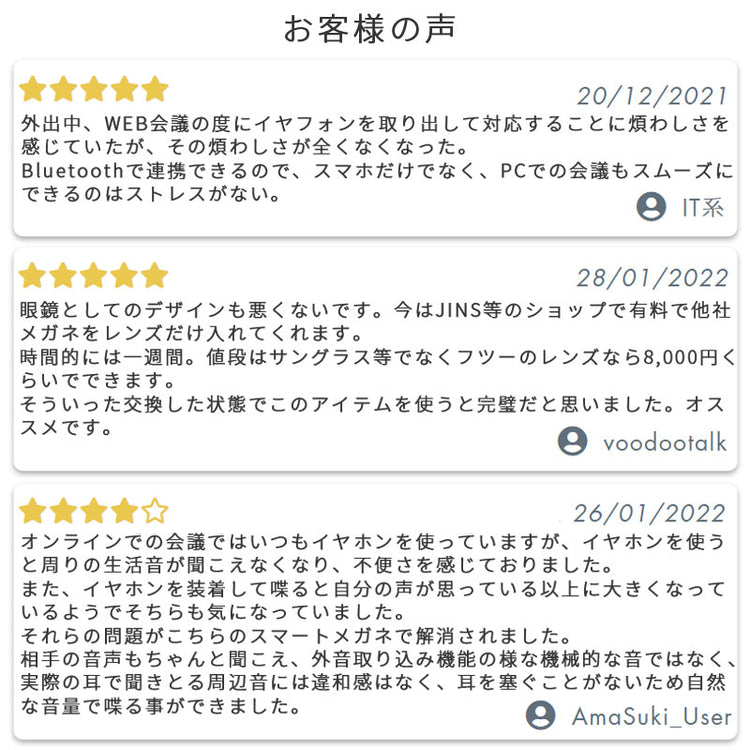 EyeRevo スマートメガネ オーディオグラス デフォルトレンズ